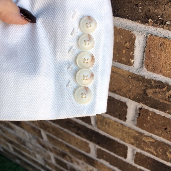 ANTHROPOLOGIE Jacket NEVE Blazer Utility White Cotton Twill Pockets Lined - Picture 3 of 8